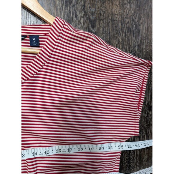 Lands' End Dress Womens XL 16 Red White Stripe Henley Pima Cotton Drawstring Mb - Picture 6 of 7